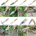Garden Tool Set, WisaKey 9 Piece Stainless Steel Heavy Duty Gardening Hand Tools with Handle, Durable Garden Tool Bag, Gardening Gifts for Women and Men Valentine's Gift for Woman