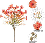 HyeFlora Artificial Fall Flowers Faux Mums for Outdoor Indoor Garden Home Decoration, Faux Flower Daisy with Eucalyptus Leaves Fake Mums Plants Greenery Boxwood Porch Patio, 12 Bundles