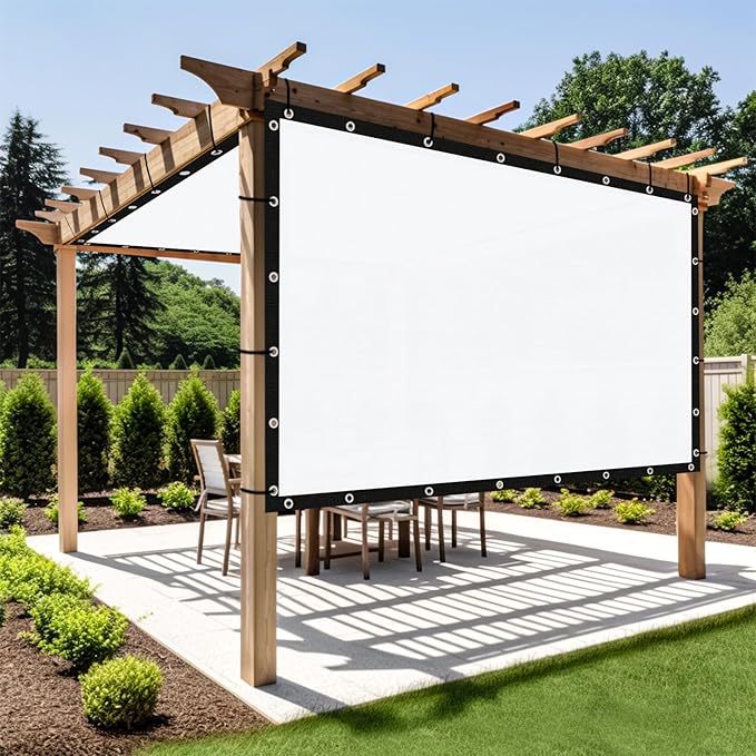 Shade&Beyond Customized Size 90% Sun Shade Cloth with Grommets, 11' X 11' Pergola Shade Cover Canopy, Mesh Tarp Sun Screens for Patio, Outdoor, Garden, Backyard GN01, White