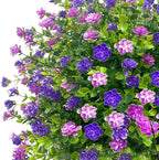 2 Pack Artificial Boxwood Topiary Ball Tree with Spikes,Outdoor UV Resistant Fake Bushes Plants Flowers,Faux Shrubs Greenery for Planters Yard Porch Pathway Office Spring Decor - Purple