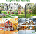 COCONUT 78" Heavy Duty Shepherds Hooks for Outdoor, Bird Feeder Pole with 5 Prong Base, Adjustable Height Shepherds Hook for Hummingbird Feeder, Bird Feeder, Plant, Wind Chimes, Lanterns (1 Pack)