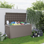 PatioZen 320 Gallon Resin Deck Box, Lockable Patio Outdoor Storage Box for Furniture, Garden Tools and Tools Storage, Waterproof Outside Storage Boxes - Grey