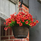 21 Bundles Artificial Outdoor UV Resistant Flowers No Fade Fake Outside Flowers Plastic Greenery Faux Shrubs Garden Porch Window Box Home Decoration (red)
