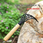 SHANFEEK Garden Rake 5-Claw Landscape Dethatcher Thatching Beach Combing Rake for Digging Clam Shell Defoliation Hoe Garden Tool for Loosen The Soil (Brown)