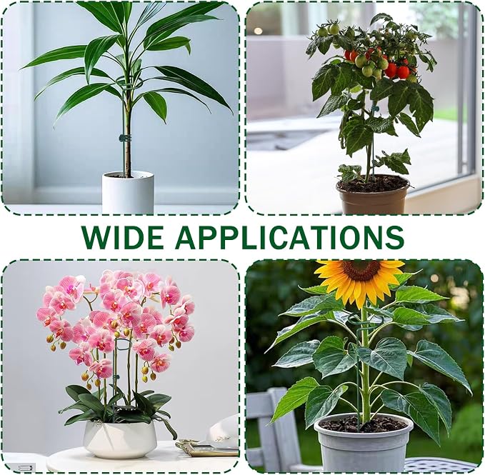 8 Sets Metal Plant Sticks Support Tall 48 Inch Adjustable Plant Support Stakes Amaryllis Holder Stakes Support Indoor Outdoor with 30 Clips 16.5' Ties for Orchid Tomato Lily Flower