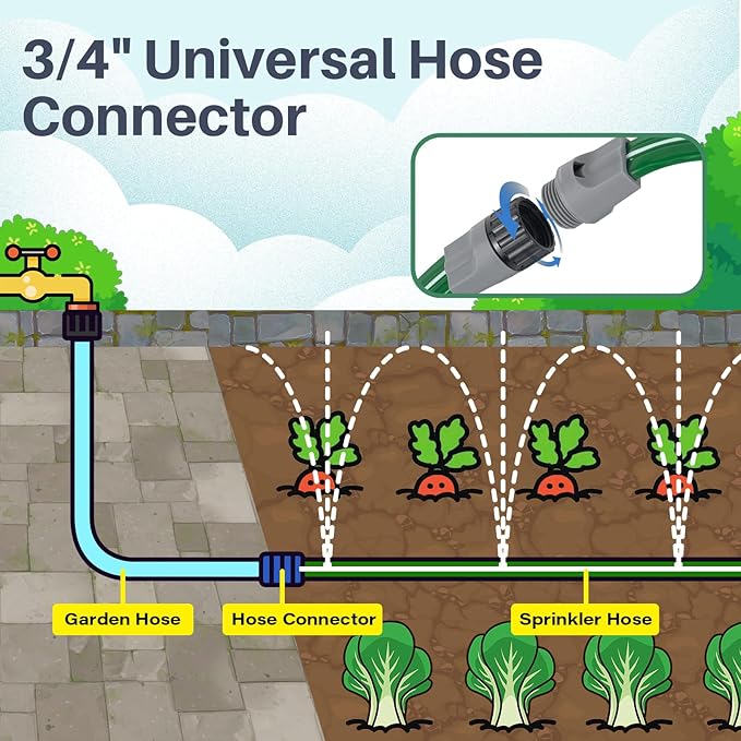 Jin&Bao Sprinkler Hose with Holes 25FT 2Pack, Heavy Duty Watering Garden Hose, High-Efficiency Sprinklers System for Lawn and Garden with Staples