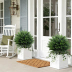 27.6 Inch Artificial Cedar Topiary Ball Trees, Set of 2 UV Resistant Fake Evergreen Trees Shrubs Bushes Artificial Plants with Ground Spike Faux Cypress Plants for Outdoor Front Porch Garden Decor