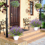 N&T NIETING Artificial Plants Outdoor, 20 Bundles Fake Monkey Grass with Spring Summer Flowers, Faux Plants for Garden Window Office Patio Hanging Planter Pathway Front Porch Home(Purple)