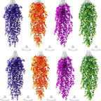 Suncalla Reptile Plants Terrarium Hanging Plants Vines Boston Climbing Terrarium Plant with Suction Cup for Bearded Dragons Lizards Crested Gecko Snake Crab Tank(Multicolor Series,4 Colors)