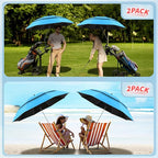 2 Pack 48.6" Double Canopy Umbrella with Clamp, UPF50+ Beach Chair Umbrella with clip, 360°Adjustable Portable Outdoor Shade, Patio Chairs, Golf Carts,Camping(Not Include Chair)