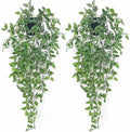 Artificial Hanging Plants Fake Small Potted Plants Faux Mandala Vines Plastic Greenery Plants for Living Room Shelf Tabletop Decor (2 PCS)
