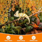 RAINFLOW 3 PCS Fake Hanging Ferns - Fake Eucalyptus Vines for Bearded Dragon Snake Geckos Hermit Crab Lizard Chameleon Reptile Decor(Orange)