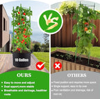 Tomato Cages with 10 Gallon Grow Bags, 48 Inches Garden Tomato Planter, 3-Pack Tomato Trellis for Raised Garden Bed, Tomato Cage Pots Plant Support Stakes Trellis for Climbing Plants Vegetable Flowers
