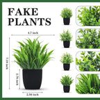 Der Rose 4 Packs Fake Plants Small Artificial Mini Faux Plants for Bathroom Home Office Shelf Black Decor Indoor
