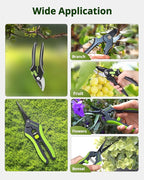 Gardening Scissors, Sharp Plant Trimming Scissors for Precise Cuts, Stainless Steel Pruning Shears Bonsai Clippers, 8.5" Bypass Garden Shears & 6.5" Straight Trimming Scissors 2 Pack