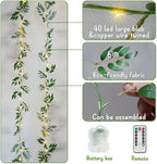 suddus Willow Vine with Fairy Lights Battery Operated, 12ft 40 LED Artificial Plants Lights with Remote, Hanging String Lights for Bedroom, Wall, Garden, Party, Wedding Decor (Warm White)