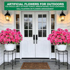 8 Bundles Artificial Geraniums Flowers for Outdoors Summer Decoration, Fake Flowers Silk Pink Flower UV Resistant No Fade Look Real Faux Plants for Porch Gardens Planter Patio Indoor Cemetery Decor