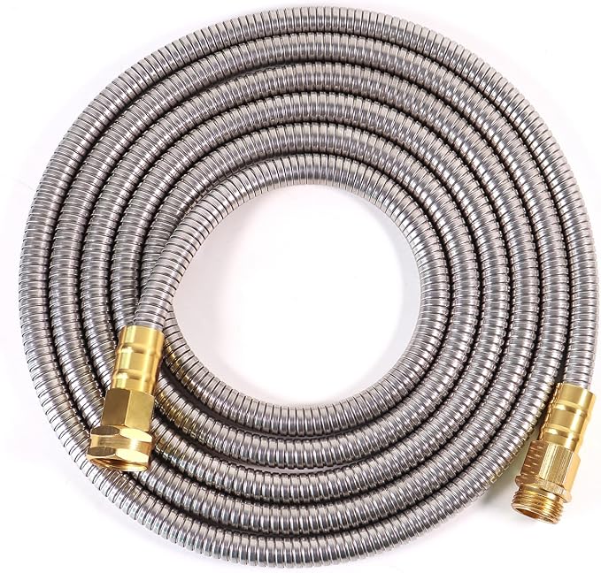 Short Metal Garden Hose 10 ft – 304 Stainless Steel Water Hose Leader, Flexible Hose Extension, Small Lightweight Hose Extender,No Kink Outdoor Hose (10 ft)