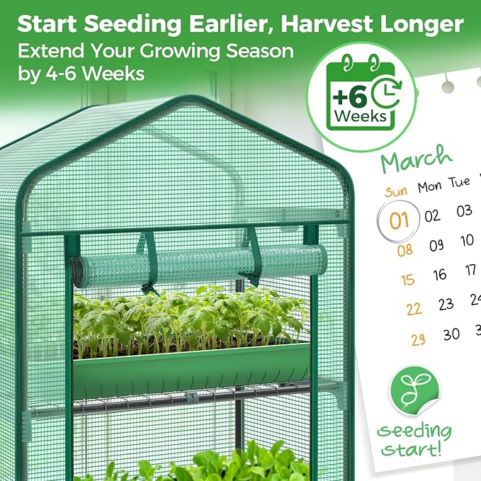 Mini Greenhouse for Indoor Outdoor: Ohuhu Small Plastic Plant Green House 5-Tier Rack Stand Portable Greenhouses with Durable PE Cover for Seedling, Ideal Gardening Gifts for Women Men
