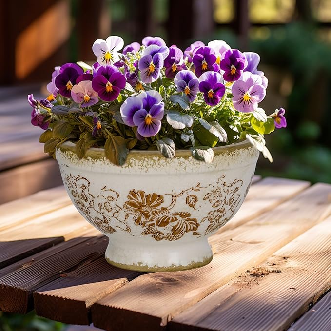 Dosayes Vintage Ice Crackle Grazd Ceramic Flower Pot with Drainage Holes, 4.33 Inch Rustic Planter for Indoor Plants, Outdoor Garden, Farmhouse Gift Tuscan Decor (Red)