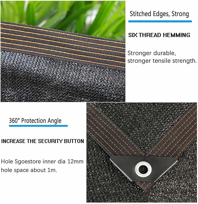Greenhouse Shade Cloth Shade Sail 5m X 4m Rectangle Hole Distance 1m with Grommets, Heat-Insulating Mesh Tarp for Greenhouses, Courtyards and Flowers Plants,black-3x7m