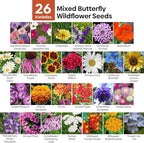 All Perennial Wildflower Seeds Bulk, 1/4 lb, 100,000+ Seeds, 26 Variety Mix with Milkweek, California Blue Bell, Attracts Pollinators, Plant in Spring or Fall, Zones 3, 4, 5, 6, 7, 8, 9, 10