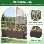 Giantex Raised Garden Bed with Trellis, 58'' Tall PE Rattan Planter Box w/Liner & Drainage, Metal Frame Privacy Screen for Vertical Climbing Plants, Vegetables & Flowers, Patio Balcony Gardening