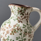SIDUCAL Ceramic Vase with Handle, Vintage Vase, Chinoiserie Floral Vase for Home Decor, Table, Living Room, Shelf, Christmas Decoration (Green and Beige)