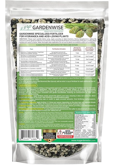 GARDENWISE Evergreen Fertilizer – All-Purpose Granular Plant Food for Outdoor Trees and Shrubs, Azaleas, Magnolias, Pines & Arborvitae – Slow-Release Formula (1 Quart)
