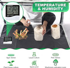 Meonum Large Still Air Box Mushroom Grow Tent, 30x20x20 in Mycology Fume Hood Propagation Stations with LED Growing Light and Thermometer, Monotub Kit for Grow Bags, Growers, Home Scientists(Clear)