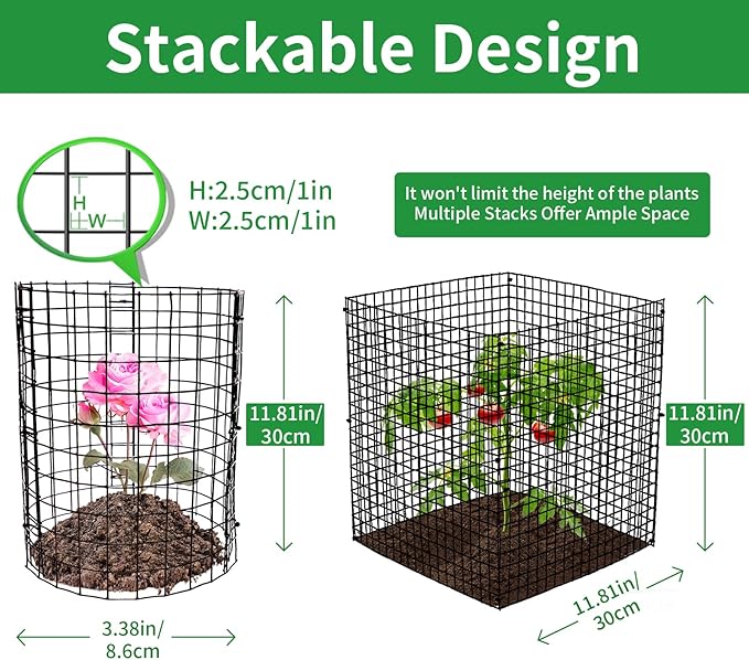 5 Pack Plant Protector from Animals, 12x12 Inches Wire Plant Protector, Plant Cages to Keep Rabbits Out