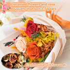 Gnifot Preserved Flowers Bouquet, Flowers for Delivery,Handmade Orange Rose Bouquets Lasting 3-5 Years, Luxury Gift Box,Birthday Flowers Gifts for Women Mom Grandma Wife Friends