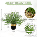 Briful Fake Plant 15.7’’ Artificial Palm Plant in Gold Black Pot Real Touch Faux Tropical Palm Tree Houseplant for Home Indoor Living Room Tabletop Balcony Decorations