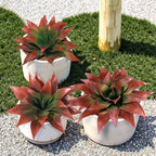 Artificial Agave Plants, Realistic UV Resistant Fake Aesthetic Plants for Outdoor Indoor, Home Decor for Garden, Porch, Doorway, Patio (2PCS, Red, Small)