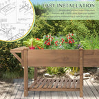 Raised Garden Bed Outdoor with Legs, 81"x 23" x 31" Elevated Wood Planter Box Stand for Backyard Patio, Garden Flower Beds with Liner Hooks Divider Panel Drainage Holes, Gift for Gardening, Brown