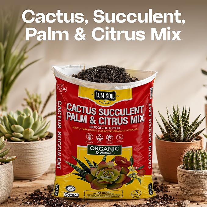 Premium Cactus & Succulent Soil Mix (0.5 Cu Ft) – Root Rot Protection with Volcanic Ash & Chicken Manure – Fast Draining Mix for Indoor Plants, Aloe, Citrus, & Palms – Organic, Ready-to-Use