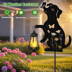 ZFNN Mothers Day Gifts, Solar Garden Decor Lights,Outdoor Metal Dog Statues with Lantern, Waterproof Solar Lights for Yard Patio Lawn Art Decoration, Gardening Gifts for Women Mom Dog Lovers, 2 Pack