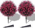 PATIO CHOICE Topiary Trees Artificial Outdoor Boxwood Ball Trees with Ground Spike Set of 2 22" Fake Outdoor Plants Faux Bushes and Shrubs Decorations for Outdoor Indoor Front Porch Garden