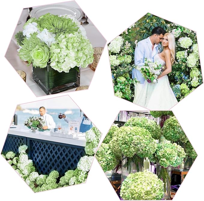 Coferset Green Hydrangea Artificial Flowers 3pcs Lifelike Faux Hydrangea Real Touch Fake Flowers for Home Wedding Christmas Office Party Living Room Decoration,22inch