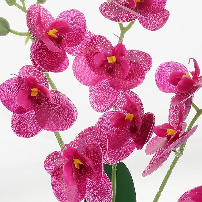 Faux Phalaenopsis Orchid Artificial Flower Branch Realistic Purple Silk Orchid Stem Indoor Living Room Tabletop Decor Prop