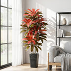 Artificial Dracaena Tree：5FT Faux Silk Tropical Yucca Floor Trees Realistic Fake Green Plant with Natural Wood Trunk & Lifelike Leaves for Home Office Decor Indoor & Outdoor (5FT,1-Pack,Black)