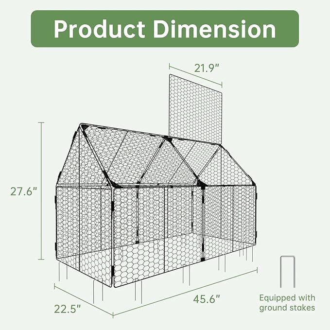 Decoroca 4x2ft Chicken Wire Plant Protectors - Crop Cage with Flip-Top&10 Ground Stakes, Outdoor Plant Protection Cage Keep Animals Out of Your Vegetable Garden - Suitable for 4x2ft Raised Garden Bed