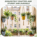 EBOOT 3 Pack 33 41 48 Inch Large Macrame Plant Hanger Rope to Hang Flower Pot Plant Holder for Indoor Outdoor Decorations, 4 Legs (Linen Color)