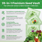 35 in 1 Heirloom Vegetable Seeds for Planting - 21,000+ Seeds Kit for Indoor & Outdoor Garden | 35 Varieties Survival Garden Seeds with Free Plant Markers