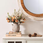 Vanselia Ceramic Flower Vase Home Decor - Farmhouse Table Vases with Handle Living Room Decoration Vintage Decorative Aesthetic for Shelf Coffee Dining Desk House Bookshelf Fireplace (6" Rustic)