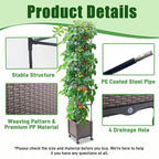 Quibbay Raised Garden Bed with Tomato Planter Cage,50.4" Self Watering Tomato Planter with Plastic Coating Steel Pipe for Climbing Vine Flowers Outdoor, Tomatoes Cage with Trellis Wheels, 1Pack