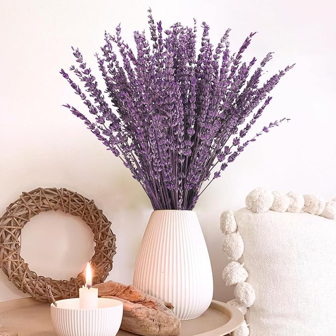 Uieke 12Pack Dried Lavender Flowers Bundles, 16" Dried Purple Preserved Lavender Stems Bouquet for Shower Weeding Home Fragrance Vase Crafts Decor, 600g(21.06oz)
