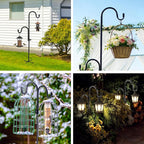 FrutPunch Double Hook Design Shepherds Hooks for Outdoor, 1Pack 35Inch Bird Feeder Pole with 5-Claw Base, Adjustable Shepherds Hook for Bird Feeder for Hummingbird, Plant Supporter, Wedding Decor