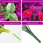 Artificial Bougainvillea Flowers for Outdoors Spring Plants Decor, 4 Bundles Faux Flowers for Outdoor Planters Silk UV Resistant Realistic for Outside for Porch Patio Window Planter Garden Home