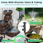 POPOSOAP Solar Fountain Pump, 45W Solar Pond Pump Kit with 340GPH Flow Rate Adjustable, PVC Tubing Solar Powered Water Pump for Outdoor Fountains, Garden, Ponds, Pools, Fish Tank, Backyard P145H